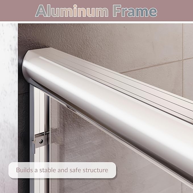 ELEGANT Shower Doors 58.5-60" W x 72" H, Semi-Frameless Bypass Sliding Shower Door, 1/4" Clear Glass, Chrome Finish