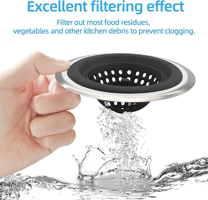 Mi hogar Sink Drain Strainer 2 Pack, 4.5” Wide Rim Silicone Kitchen Sink Stopper & Food Catcher, Flexible Drain Hair Catcher & Strainer Basket for Kitchen Bathroom Utility Sink, Easy to Clean