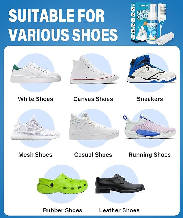 Shoe Cleaner 6.76 oz – Deep-Cleaning Sneaker Cleaner Kit for White Shoes, Lifts Dirt & Stains Fast, with Brush & Towel