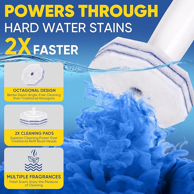 200Ct Aromative Toilet Brush Refills, Toilet Bowl Cleaner Refills, Double-Layer Cleaning Pads Added, Disposable Refill Heads for Toilet Bowl Cleaner Wands，Lemon, Blue Ocean, Lavender （Patented）