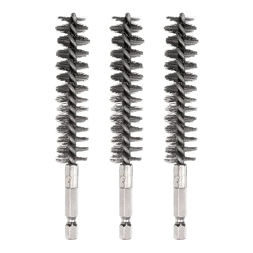 HARFINGTON 3pcs Stainless Steel Bore Brush 17mm Dia Cleaning Wire Brush with Handle 1/4 Inch Hex Shank for Tubes, Ports, Bearings