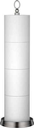 Heavy Weighted Toilet Paper Holder (with Reserve Function) Free Standing Toilet Paper Storage，Spare Toilet Paper Roll Holder Storage Stand for Bathroom Total Height 22.5" ，Brushed Nickel