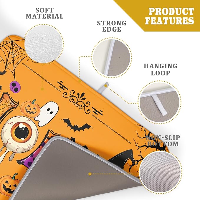 Orange Dish Drying Mat for Kitchen Counter Large Absorbent Resistant Drainer Mat Home Decor