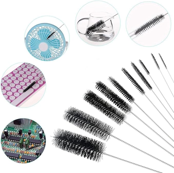 Straw Cleaner Brush Extra Long 12 inch, 10 PCS Straw Cleaner Brush Bristles Diameter (4+8+10+12+16mm) for Cleaning Straws, Pipe, Sippy Cup and Bottle