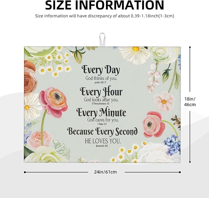 Vintage Country Watercolor Wildflowers Dish Drying Mat for Kitchen Counter, 18"x24" Microfiber Absorbent Fast Dry Mat, 2Pcs Dish Mat Faucet Mats Sets, Large Drying Kitchen Mat Kitchen Drying Pad