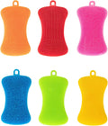 Silicone Sponge Dish Washing Kitchen Scrubber, 6 Pack Reusable Dish Washing Cleaning Sponges Double-Sided Multipurpose Non Stick Silicone Dish Sponges for Dishes, Fruit, Vegetable （Multicolor）
