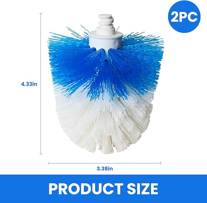 Toilet Brush Refills for OXO Toilet Brush Only, 2 Pack Toilet Brush Replacement Head, Blue & White, Nylon & Plastic Material Bristles