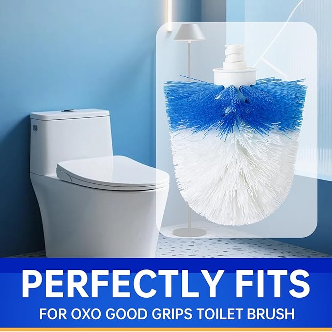2 Pack Toilet Brush Replacement Head Compatible with OXO Good Grips Toilet Brush, Toilet Brush Refills for OXO Toilet Brush Only, Plastic Toilet Brush Head & Nylon Material