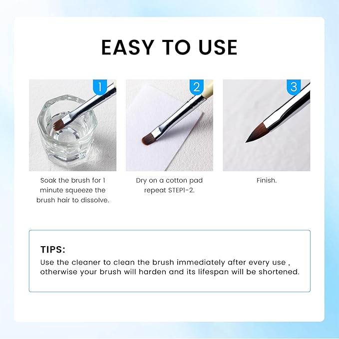 AIJIMEI Nail Brush Cleaner 120ml Acrylic Brush Cleaner Efficient Nail Cleaner for Acrylic Nails Professional Brush Cleaner for acrylic Clean and Maintain Your Nail Brushes with Cleaning Solution