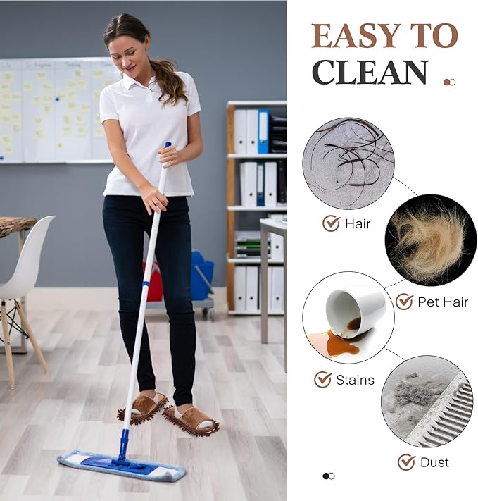 Jecery 4 Pair Washable Microfiber Mop Slippers Detachable Dusting Shoes for Floor Cleaning, Office & Home Use Suitable for Women & Men(Brown, Beige,L Size)