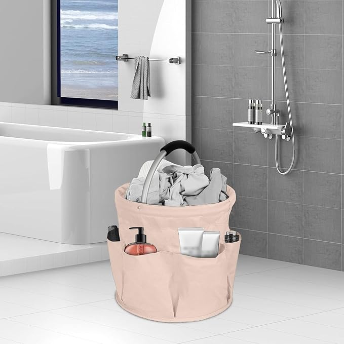 Professional Cleaning Caddy Organizer - 11" Wearable Cleaning Supply Bag with Adjustable Shoulder Strap & Handle - Housekeeper Essentials Organizer for Detailing Tools & Supplies (White)