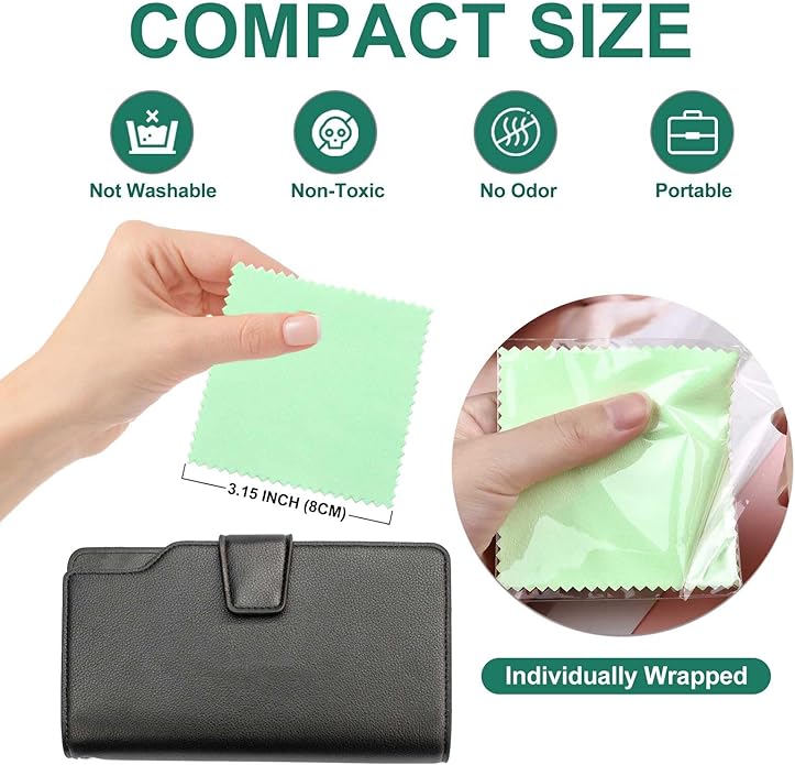 SEVENWELL 50pcs Jewelry Cleaning Cloth Pink Polishing Cloth for Sterling Silver Gold Platinum Small Polish Cloth 8x8cm