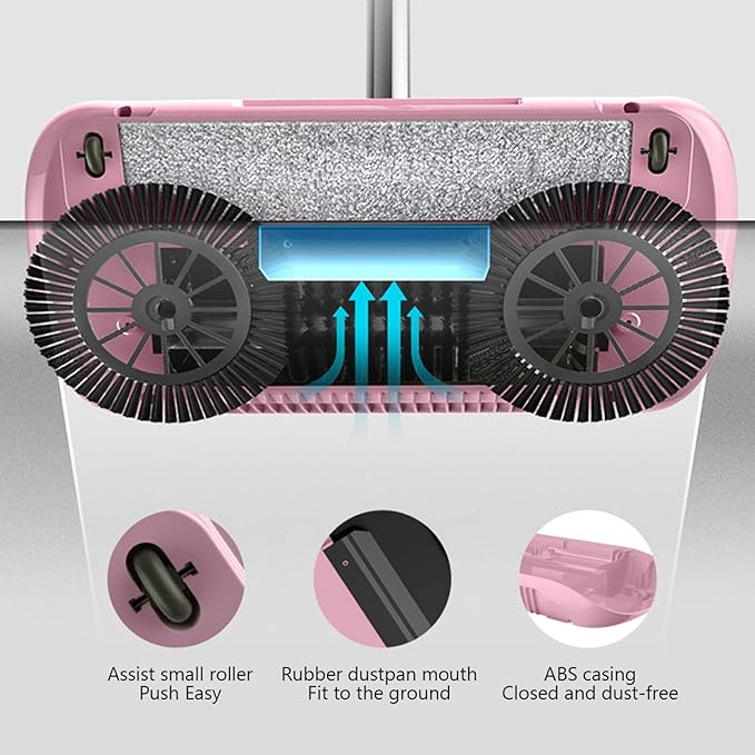 Carpet Sweeper Manual Manual Vacuum Sweeper 2 in 1 Hand Push 180 Degree Rotating Sweeping Mop Crumb Vacuum Cleaner Home Cleaning Tool for Sweeping Style2