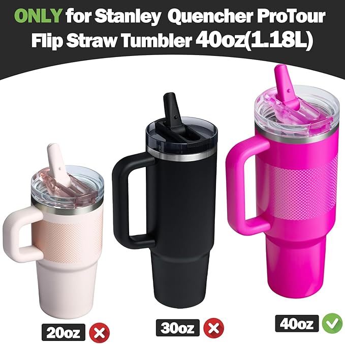 Replacement Straws for Stanley Quencher ProTour Flip Straw Tumbler 40oz, Reusable Straw with Cleaning Brush, Cup Accessories for Stanley (Transparent, for Stanley Quencher ProTour 40oz)