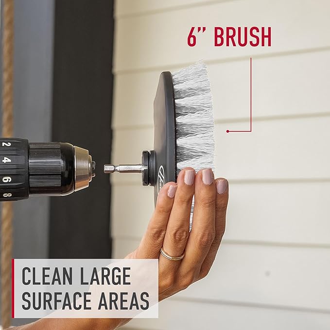 Hoover 6 inch Soft Bristle Cleaning Brush for Delicate Surfaces, Gentle Whole Home Surface Treatment, Scrubber Drill Attachment for Deep Clean (Pack of 4)