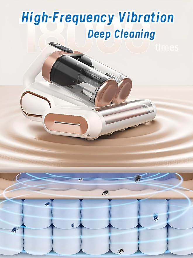Cordless Mattress Vacuum Cleaner, Bed Vacuum Cleaner with UV-C Light,16000Pa Suction, USB Rechargeable Handheld Vacuum for Couches and Sofas,Deep Cleaning Machine for Mattress & Upholstery,Deepblue