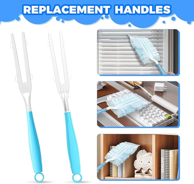 3 Pack Replacement Duster Handles – Compatible with Swiffer Duster Refills, Detachable & Reusable Plastic Dusting Wands,Handle Only