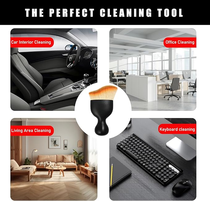 Car Interior Dust Brush, Soft Scratch Free Auto Detailing Brushes, Universal Vehicle Interior Cleaning Tool for Automotive Dashboard, Air Vents, Leather(Yellow)