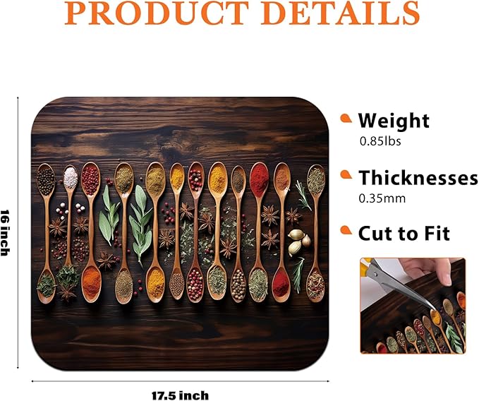 Kitchen Spices Dish Drying Mat - Delicious Spices Art Absorbent Dish Drying Mat for Kitchen Counter, Coffee Maker Bar Mat for Countertops, Dish Rack Drainer Mat,16x17.5 In,JL-GZD