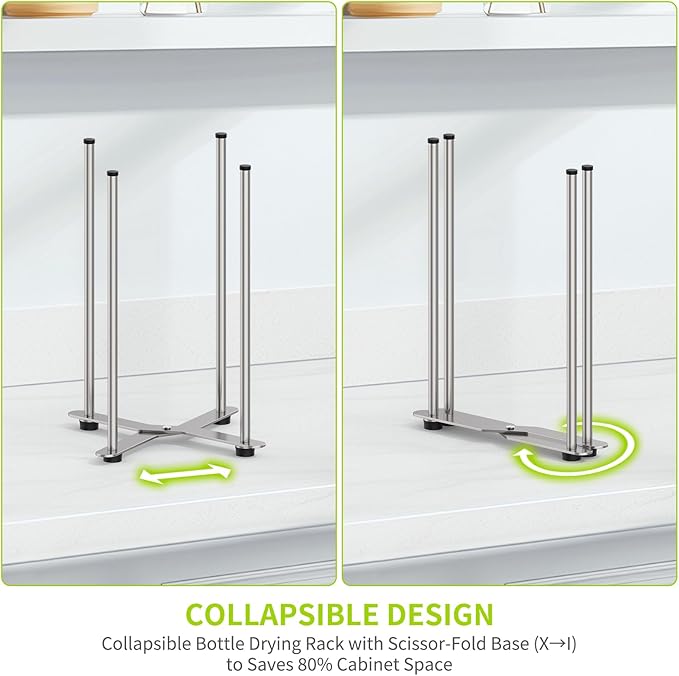 Plastic Bag & Bottle Drying Rack, Multifunctional Wine Decanter Holder, Collapsible Countertop Stand