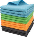 Tricol Clean 12 Pack Microfiber Cleaning Cloth 11.8x11.8inch - Streak-Free, Reusable Wipes for Glass, Kitchen, Car, Dusting - Absorbent & Lint-Free (Mixed 4 Colors 03, 11.8 x 11.8 in)