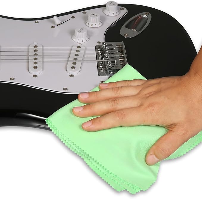 Guitar Cloths Ultrafine fiber suede Plush Polishing Cloths for Musical Instruments Premium Polishing & Cleaning Cloths for Guitar Violin Piano Clarinet Trumpet Sax Universal, 4-Pack 12"x12"