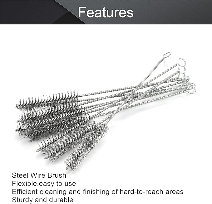 Utoolmart Steel Wire Cleaning Brush, Spiral Power Tube Brush, Steel Wire Tube Brush Cleaning Tool, Tube Bottle Brush, 0.8-inch Diameter 12-inch Length, 10pcs