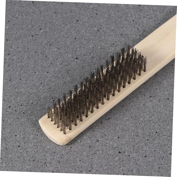 2 Pcs Commercial Scrub Brush Steel Wire for Cleaning Wooden Handle Comfortable Grip Long-Lasting Durability