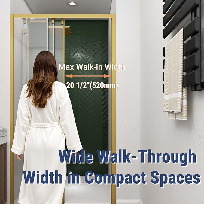 42" W x 78" H 3-Panels Sliding Shower Door, Shower Door Clear 6mm Tempered Glass with Brushed Gold Frame, 3-Panels Sliding Shower Easy to Clean,Three-Panel Synchronized Shower Sliding Door