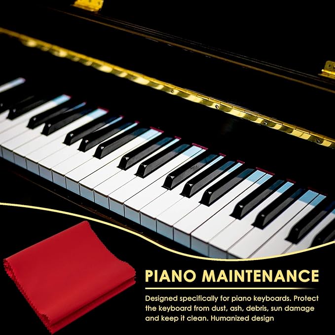 Piano Keyboard Dust Cover for 88 Keys - Suitable for Grand Upright Pianos, Digital Pianos, and Electric Keyboards - Protective Key Cover Cloth (Classic Red)