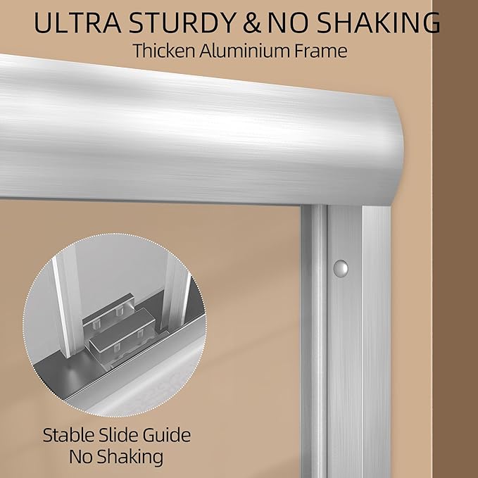 GETPRO Tub Shower Door 56-60 in. W x 62 in. H Double Sliding Bathtub Door for Shower,Semi-Frameless Bypass Glass Shower Doors for Bath Tub with 5/16 inch Tempered Glass Brushed Nickel