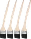 uxcell Bent Radiator Paint Brush 17" Length 2.5" Width Bristle with Long Wood Handle for Wall Treatment Black 4Pcs