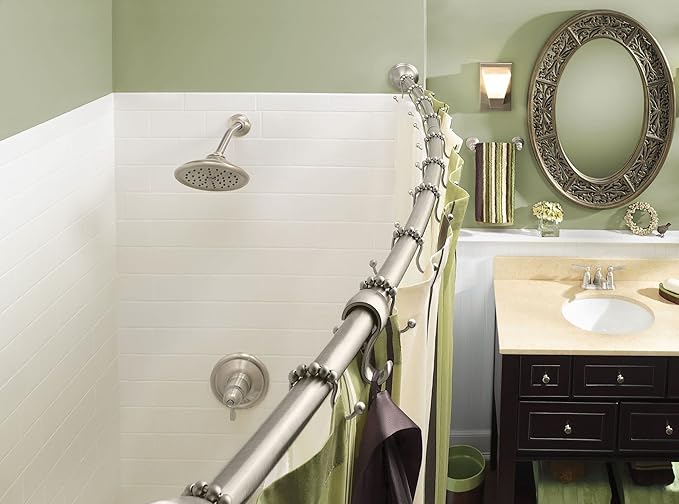 Moen Brushed Nickel Shower Curtain Rings with Double Hooks for Bathroom Shower Rod, (Pack of 24), SR2201BN