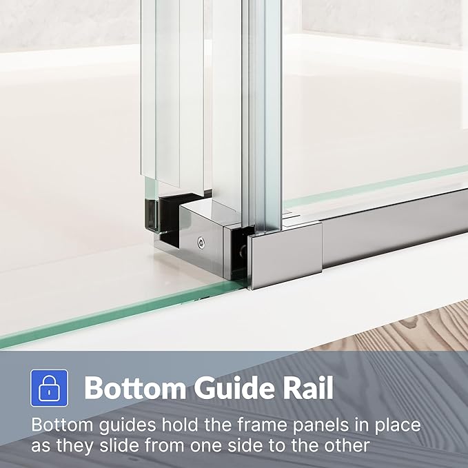 SUNNY SHOWER Frameless Shower Door 60" W x 72" H, Single Sliding Shower Glass Door, 5/16" Tempered Glass, Bathroom Sliding Door in Chrome Finish