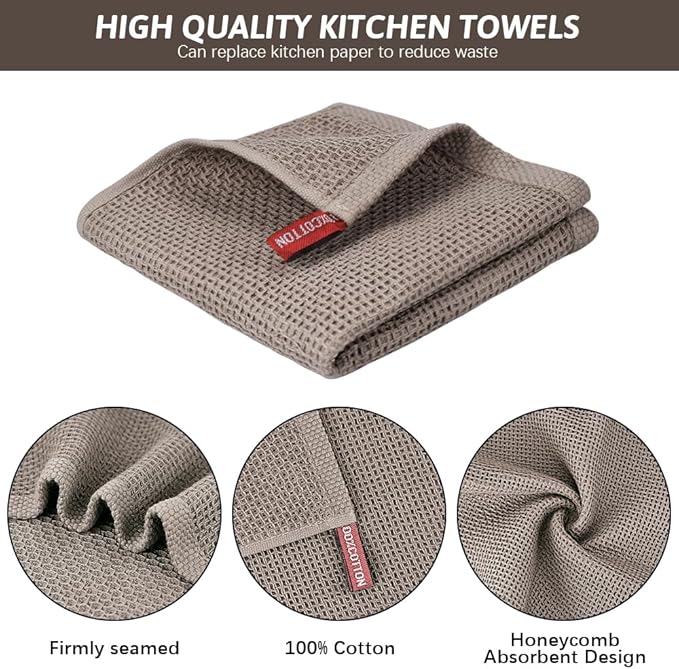 Nialnant 12 Pack Dish Cloths,100% Cotton Dish Towels for Washing Dishes,Soft and Absorbent Kitchen Cleaning Rags - 12x12 Inch