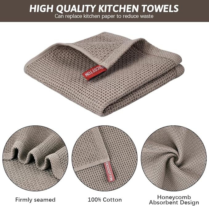 Nialnant 6 Pack Dish Rags, 100% Cotton Kitchen Dish Cloths for Washing Dishes, Soft and Absorbent Cleaning Rags - 12x12 Inch