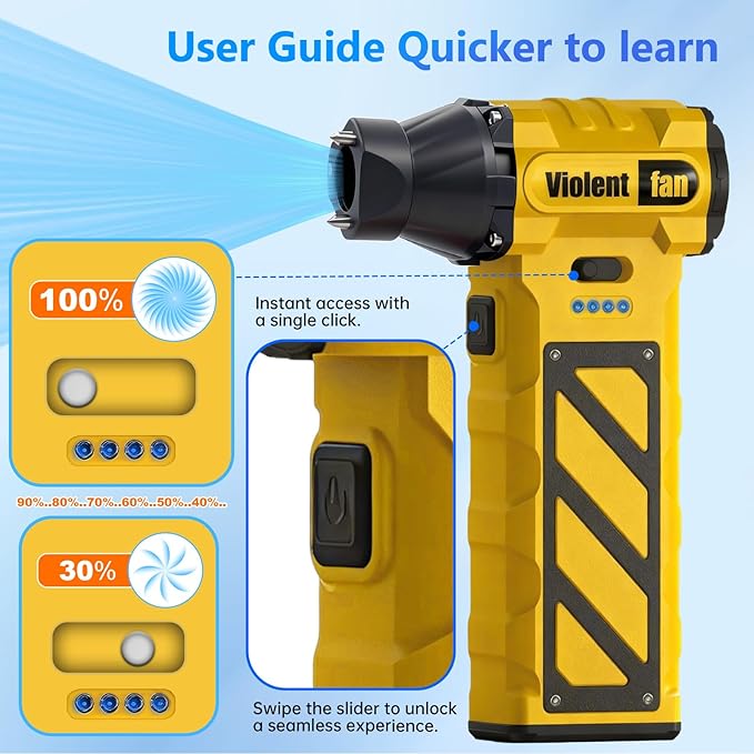 Electric Compressed Air Duster for Car Cleaning 110000 RPM Rechargeable Cordless Blower with 8000mah Battery for PC, Keyboard Includes Emergency Window Breaker & Seatbelt Cutter Replaces Canned Air