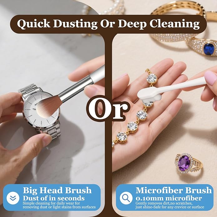 Jewelry Cleaning Kit,20 Pcs Professional Silver Cleaning Kit with Polishing Cloth Needles Brush for All Jewelry Diamond Ring Earring