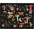 Mushroom Dish Drying Mat for Kitchen Counter 18"x24" Moth Gothic Witchy Dishes Pad Dish Drainer Rack Mats Microfiber Washable Absorbent Kitchen Decor, Black