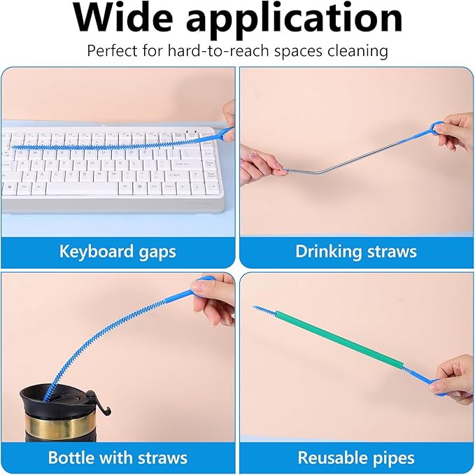 Straw Clean Brush Set Straw Brush Extra Long 12 Inch ReusableStraw Cleaner Accessories Diameters Ranging from 6-12mm for Water Bottles Tubes Sippy Cup 5Pcs