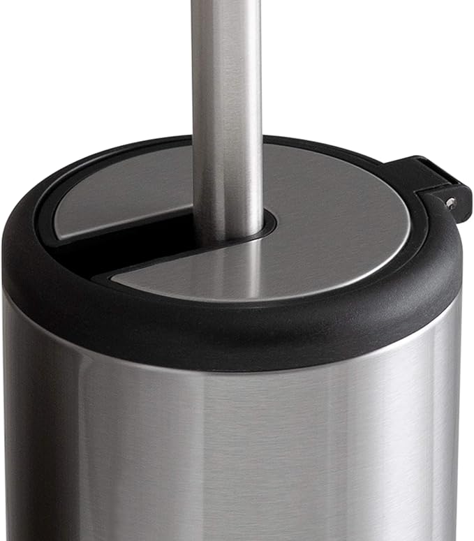 Bath Bliss Toilet Brush and Holder | Self Closing Lid | 360 Degree Brush Head-| Bathroom Cleaning-| Compact Size-| Storage and Organization-| Stainless Steel,(Pack of 12)