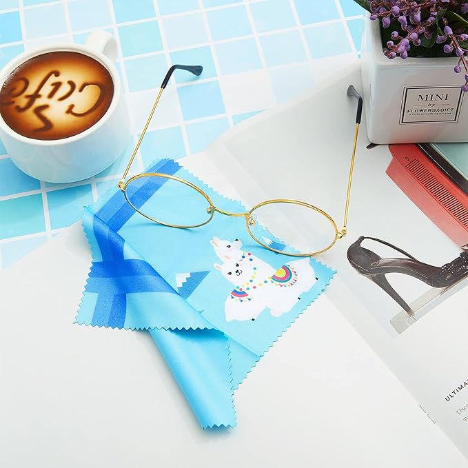 Weewooday 18 Pieces Glasses Cleaning Cloth Cute Flower Spring Floral Design Microfiber Cleaning Cloth Llama Eye Glasses Lens Cleaner Cloth Glasses Reusable Cloth Wipes for Phone (Llama)