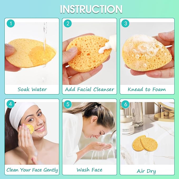 ORIGHTY 96 Count Facial Sponges for Cleansing, 100% Natural Cellulose Facial Sponges for Washing face, Compressed Cosmetic Spa Face Sponge for Exfoliating Mask, Makeup Removal