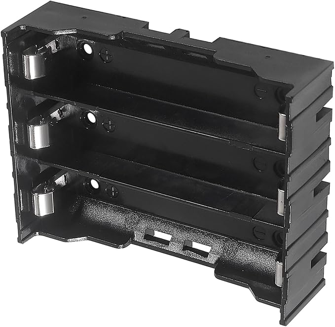18650 Battery Case Holder 3 Slots X 3.7V 18650 Battery Storage Box, in Parallel Black Plastic Batteries Clip Box with Pin for DIY Parallel or Series Circuit PCB Projects (6pcs ABS 3 Slots)