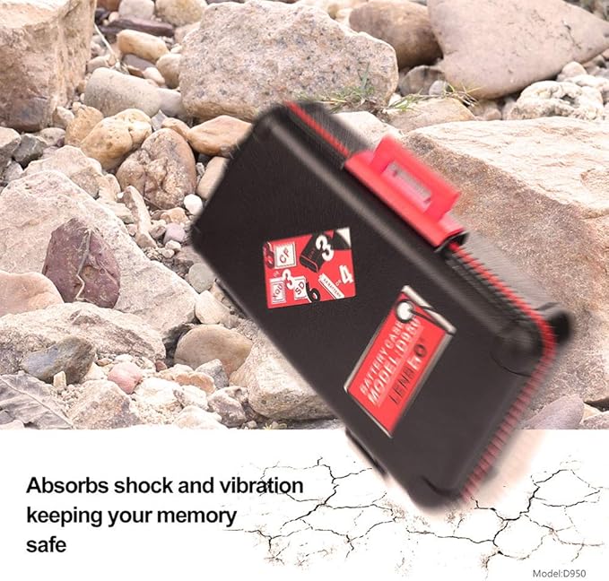 LENSGO Camera Battery Memory Card Case, Memory Card Hard Protector Case Water-Resistant Anti-Shock Storage Box for 3 Camera Batteries 3 XQD or 3 CF Cards 6 SD Cards (Red)