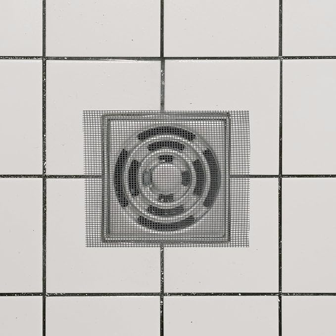 2 PCS 2.75 Inch x 33 FT Disposable Shower Drain Screen Self-Adhesive Stickers, with Cleaning Shovel, Showers Drain Hair Catcher, Shower Drain Mesh Stickers for Bathroom Kitchen Sink