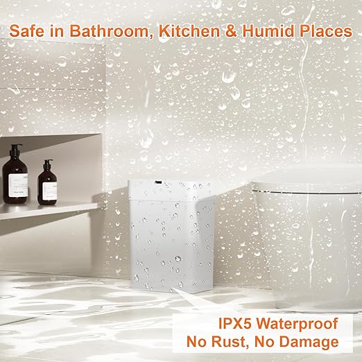 Gallon Motion Sensor Bathroom Trash Can with Lid, Automatic Garbage Bin for Bathroom, Slim Plastic Narrow Bedroom Trash Bin Garbage Can, 15L