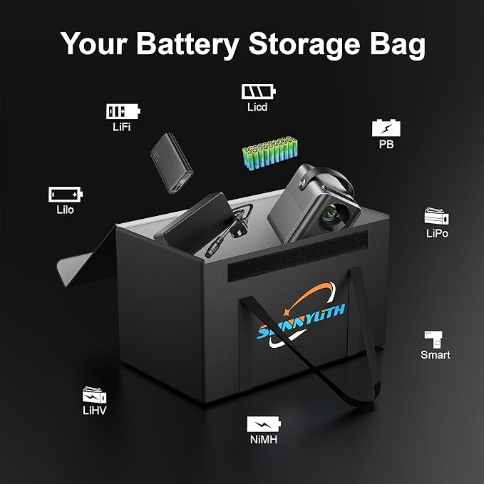 12V 100Ah LiFePO4 Lithium Battery Fireproof Safe Bag, Large Capacity Explosion-proof Lipo Battery Bag for Charging and Storage,14×9.5×7.8in Waterproof Box Compatible with Litime and ECO