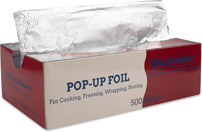 Aluminum Foil Sheets, 500 Sheets, 12 x 12inch/sheet, Precut Aluminum Foil Wraps, Pop-Up Interfolded Foil Sheets for Baking, Grilling, Roasting, Cooking or Storing Food, Large, Silver