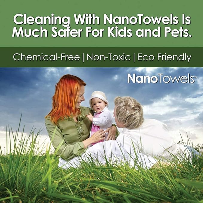 Life Miracle Nano Towels - Amazing Eco Fabric That Cleans Virtually Any Surface with Only Water. No More Paper Towels Or Toxic Chemicals. 4-Pack (8x8, Nano Blue)